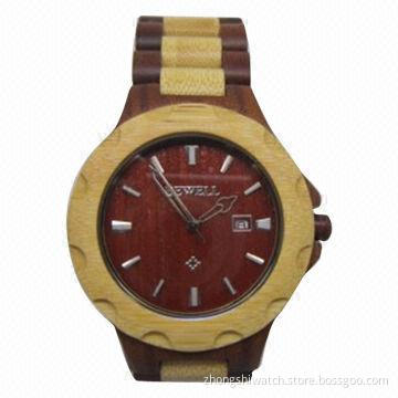 Bamboo/ Red Sandalwood Mix Rainbow Wooden Watch/Organic Natural New/Waterproof/Japan Quartz Movement